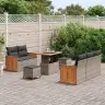 8 Daļu Dārza Dīvānu Komplekts Ar Spilveniem Pelēkā Rotangpalmas Akācijā Vidaxl