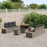 Dārza Dīvānu Komplekts Ar Spilvenu 9 Pcs Pelēka Vidaxl