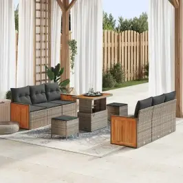 Dārza Dīvānu Komplekts Ar Spilvenu 9 Pcs Pelēka 90 X 55 X 71 Cm Vidaxl