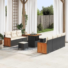 Sodo Sofų Rinkinys 10 Pcs Juoda Ir Kreminė 80 X 80 X 71 Cm