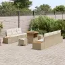 Dārza Dīvānu Komplekts Ar Spilvenu 10 Pcs Bēša Un Krēmkrāsa Vidaxl
