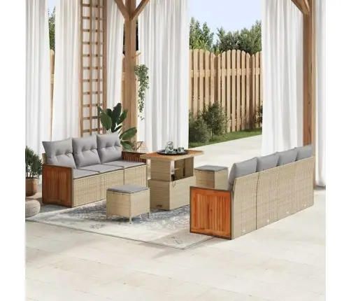 Sodo Sofų Rinkinys 10 Pcs Smėlio Ir Šviesiai Pilkos Spalvos Sodo Sofų Rinkinys 10 Pcs Smėlio Ir Šviesiai Pilkos Spalvos