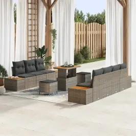 Dārza Dīvānu Komplekts Ar Spilvenu 10 Pcs Pelēka Vidaxl