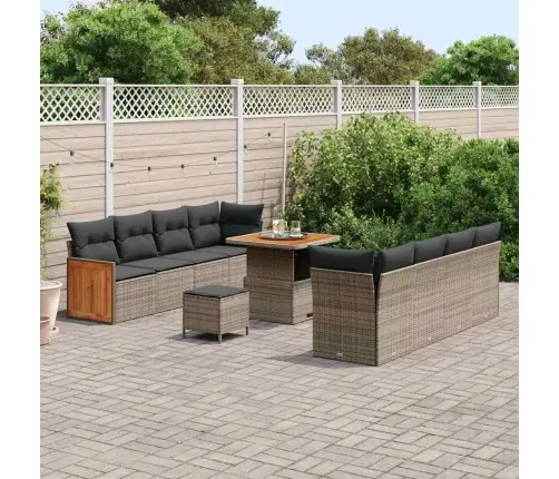 Dārza Dīvānu Komplekts Ar Spilvenu 11 Pcs Pelēka Vidaxl