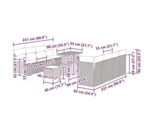 Aia Diivanikomplekt Padjaga 11 Pcs Must