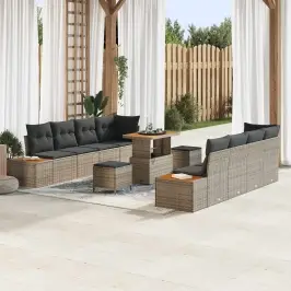 Dārza Dīvānu Komplekts Ar Spilvenu 11 Pcs Pelēka Vidaxl