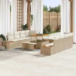 Dārza Dīvānu Komplekts Ar Spilvenu 11 Pcs Bēšs Un Krēms Vidaxl