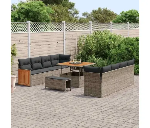 Sodo Sofų Rinkinys Su Pagalve 11 Pcs Pilka