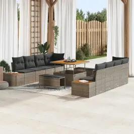 Dārza Dīvānu Komplekts Ar Spilvenu 11 Pcs Pelēka Vidaxl