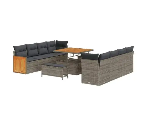 Sodo Sofų Rinkinys Su Pagalve 11 Pcs Pilka