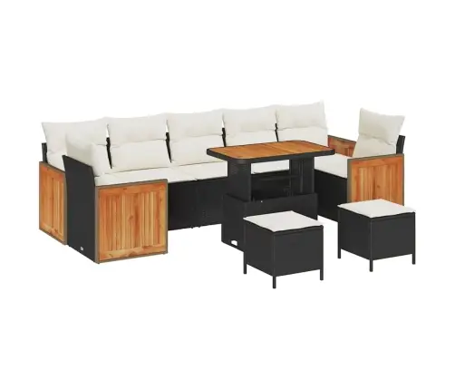 10 Gabalu Dārza Dīvānu Komplekts Ar Spilveniem Melnā Poliratanā Vidaxl