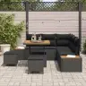 Sodo Sofų Rinkinys Su Pagalve 8 Pcs Juoda
