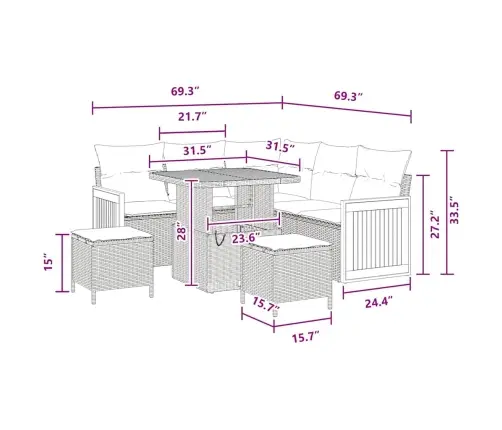 Aia Diivanikomplekt Padjaga 8 Pcs Must
