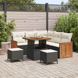 Sodo Sofų Rinkinys 8 Pcs Juoda Ir Kreminė 80 X 80 X 71 Cm