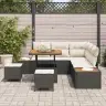 Sodo Sofų Rinkinys Su Pagalve 8 Pcs Juoda Ir Kreminė