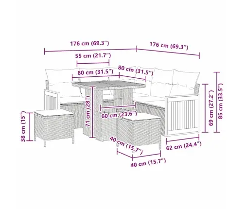 Sodo Sofų Rinkinys 8 Pcs Smėlio Ir Šviesiai Pilkos Spalvos