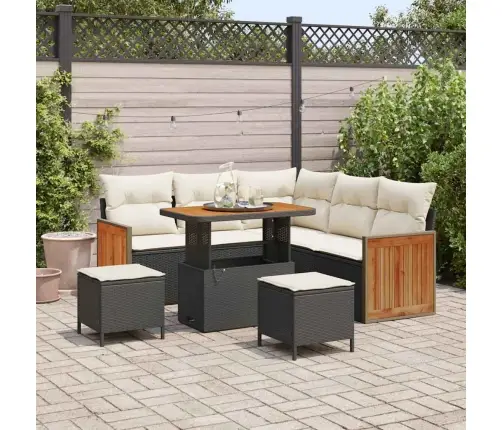 Aia Diivanikomplekt 8 Pcs Must Ja Kreemjas 90 X 55 X 71 Cm