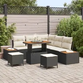 Dārza Dīvānu Komplekts Ar Spilvenu 8 Pcs Melns Un Krēmkrāsa Vidaxl Dārza Dīvānu Komplekts Ar Spilvenu 8 Pcs Melns Un Krēmkrāsa Vidaxl