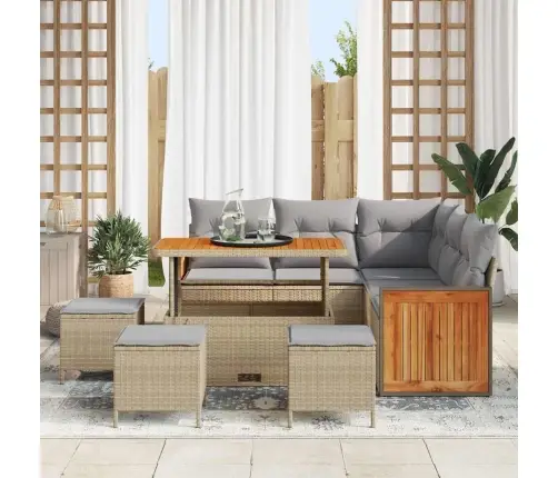 9 Gabalu Dārza Dīvānu Komplekts Ar Spilveniem Bēšs Poli Rotangpalmas Akacija Vidaxl 9 Gabalu Dārza Dīvānu Komplekts Ar Spilveniem Bēšs Poli Rotangpalmas Akacija Vidaxl