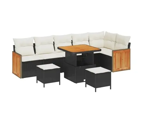 9 Daļu Dārza Dīvānu Komplekts Ar Spilveniem, Melnā Poli Rotangpalmas Vidaxl