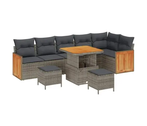 Dārza Dīvānu Komplekts Ar Spilvenu 9 Pcs Pelēka Vidaxl