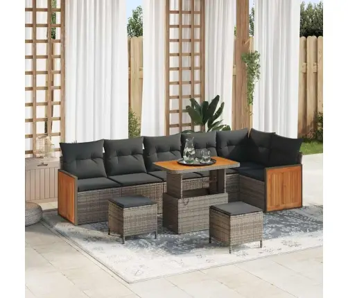 Sodo Sofų Rinkinys Su Pagalve 9 Pcs Pilka