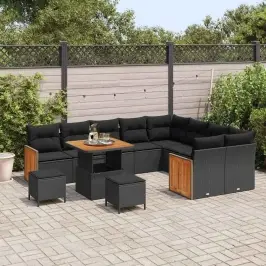 Dārza Dīvānu Komplekts Ar Spilvenu 12 Pcs Melna 80 X 80 X 71 Cm Vidaxl