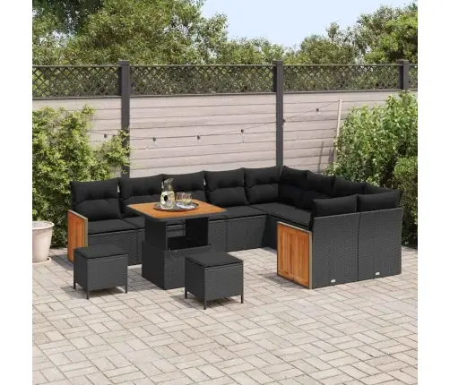 12 Gab. Dārza Dīvānu Komplekts Ar Spilveniem Melnā Polietilēna Rotangpalma Akācijā Vidaxl 12 Gab. Dārza Dīvānu Komplekts Ar Spilveniem Melnā Polietilēna Rotangpalma Akācijā Vidaxl