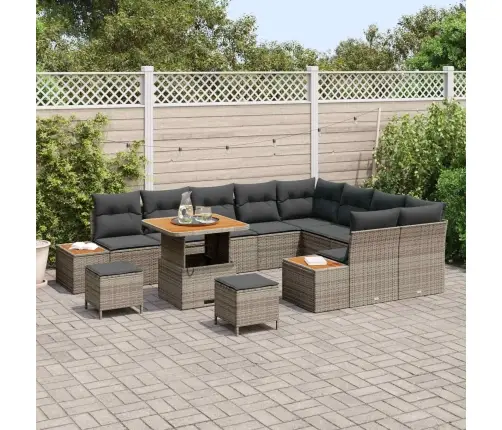 Sodo Sofų Rinkinys Su Pagalve 12 Pcs Pilka