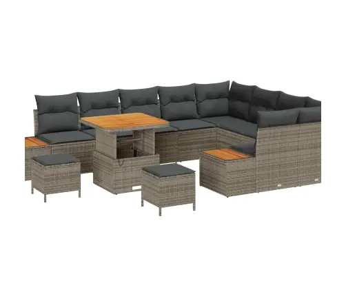 Sodo Sofų Rinkinys Su Pagalve 12 Pcs Pilka