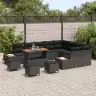 Sodo Sofų Rinkinys Su Pagalve 13 Pcs Juoda