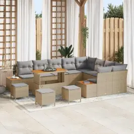 Sodo Sofų Rinkinys Su Pagalve 13 Pcs Bežinė Ir Šviesiai Pilka