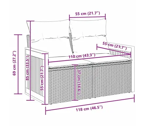 Sodo Sofų Rinkinys 13 Pcs Smėlio Ir Šviesiai Pilkos Spalvos