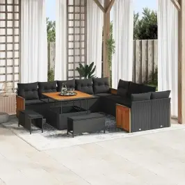 Dārza Dīvānu Komplekts 13 Pcs Melna 100 X 100 X 71 Cm Vidaxl