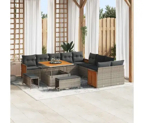 Sodo Sofų Rinkinys Su Pagalve 13 Pcs Pilka