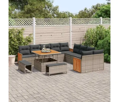 Sodo Sofų Rinkinys Su Pagalve 13 Pcs Pilka