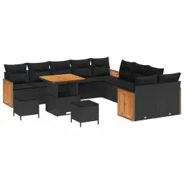 Dārza Dīvānu Komplekts Ar Spilvenu 13 Pcs Melna Vidaxl Dārza Dīvānu Komplekts Ar Spilvenu 13 Pcs Melna Vidaxl