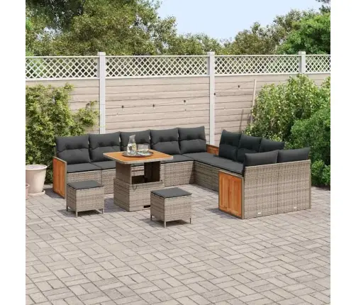 Dārza Dīvānu Komplekts Ar Spilvenu 13 Pcs Pelēka Vidaxl