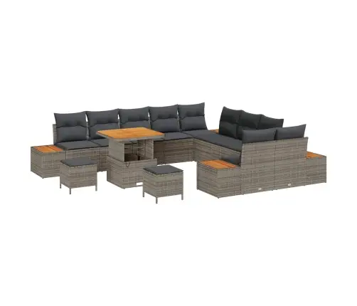 Dārza Dīvānu Komplekts Ar Spilvenu 13 Pcs Pelēka Vidaxl