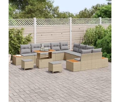 Sodo Sofų Rinkinys Su Pagalve 13 Pcs Bežinė Ir Šviesiai Pilka