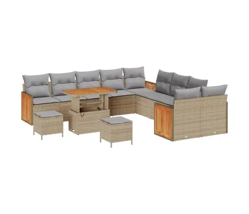 13 Gabalu Dārza Dīvānu Komplekts Ar Spilveniem Bēšs Polietilēna Rotangpalma Akācija Vidaxl 13 Gabalu Dārza Dīvānu Komplekts Ar Spilveniem Bēšs Polietilēna Rotangpalma Akācija Vidaxl