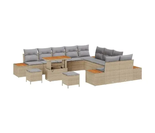 Sodo Sofų Rinkinys Su Pagalve 13 Pcs Bežinė Ir Šviesiai Pilka