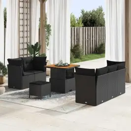 Dārza Dīvānu Komplekts Ar Spilvenu 8 Pcs Melna 80 X 80 X 71 Cm Vidaxl