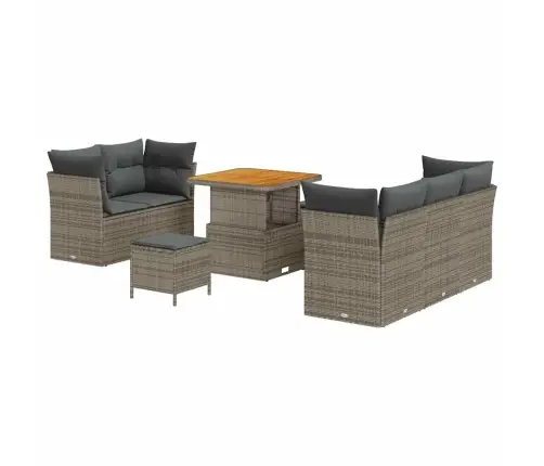 Dārza Dīvānu Komplekts Ar Spilvenu Ar Uzglabāšanu 8 Pcs Pelēka Vidaxl