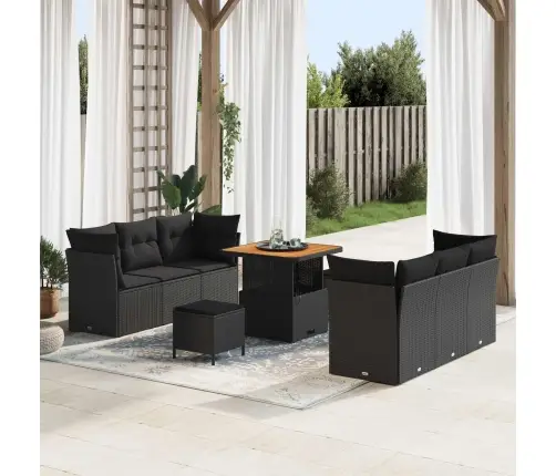 Aia Diivanikomplekt Padjaga 9 Pcs Must Polürotang