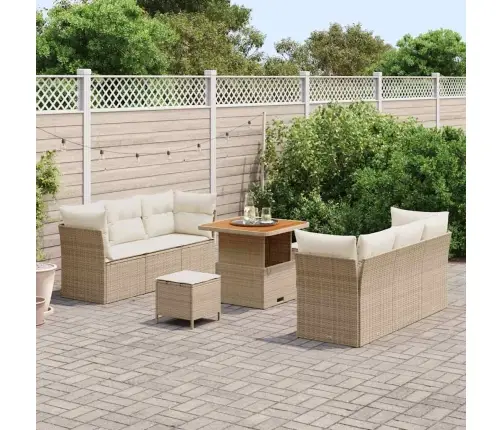 Dārza Dīvānu Komplekts 9 Pcs Bēšs Un Krēms Poliratāns Vidaxl