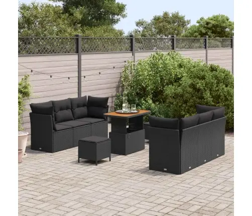 Aia Diivanikomplekt Padjaga 9 Pcs Must Polürotang