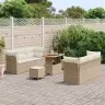 Dārza Dīvānu Komplekts 9 Pcs Bēšs Un Krēms Poliratāns Vidaxl