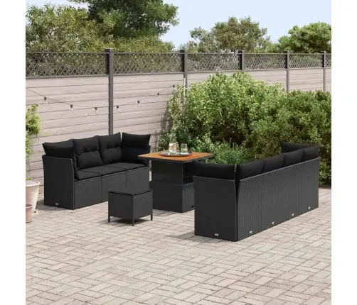 Sodo Sofų Rinkinys Su Pagalve 10 Pcs Juoda 80 X 80 X 71 Cm