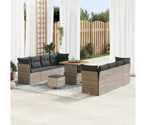 Dārza Dīvānu Komplekts Ar Spilvenu Ar Uzglabāšanu 11 Pcs Pelēka Vidaxl